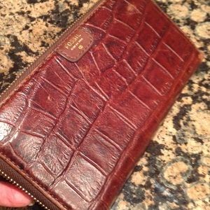 Fossil leather clutch